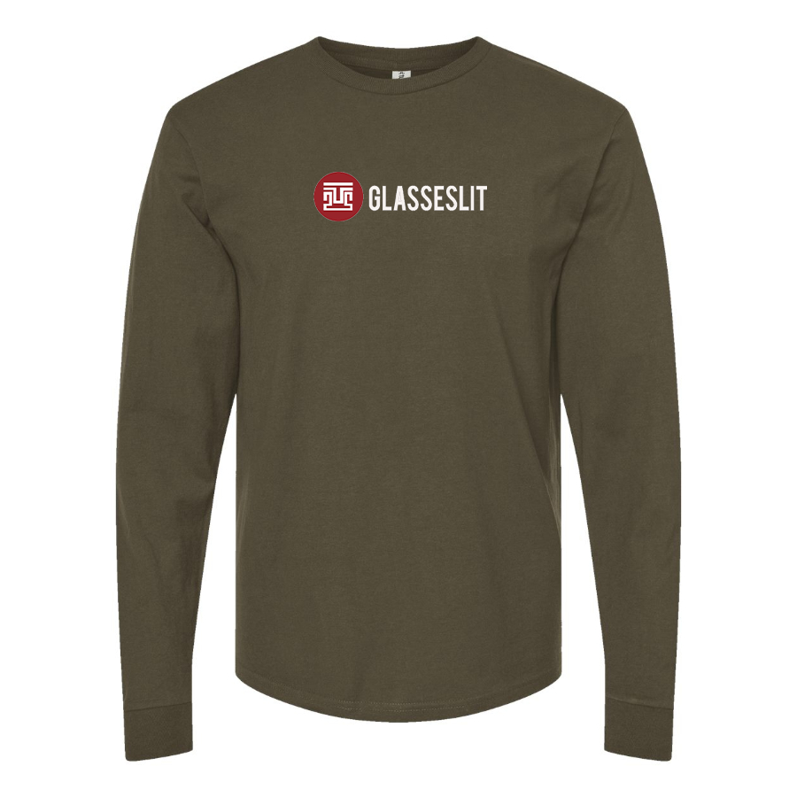 Men's Glasseslit Logo  Cotton Long Sleeve T-Shirt