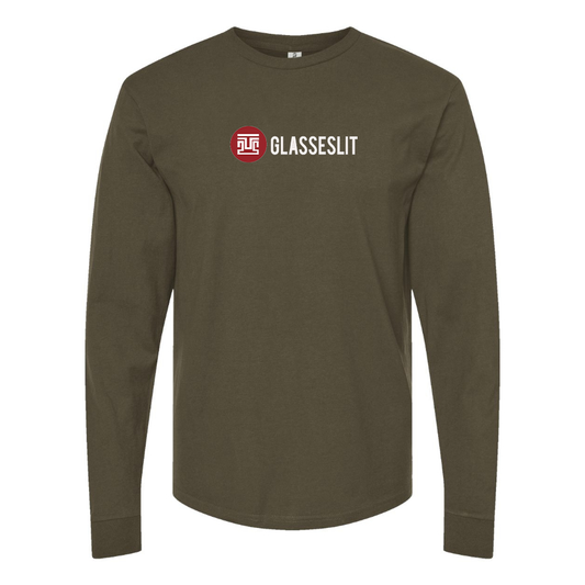 Men's Glasseslit Logo  Cotton Long Sleeve T-Shirt