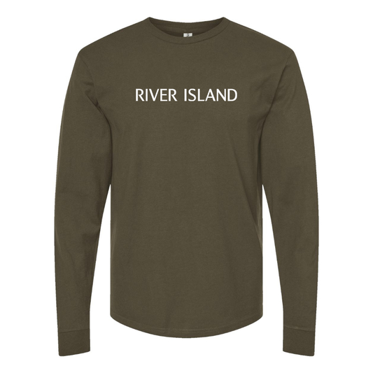 Men's River Island   Logo  Cotton Long Sleeve T-Shirt