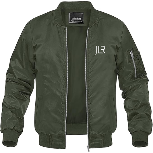 Men's JLR Logo Lightweight Bomber Jacket Windbreaker Softshell Varsity Jacket Coat