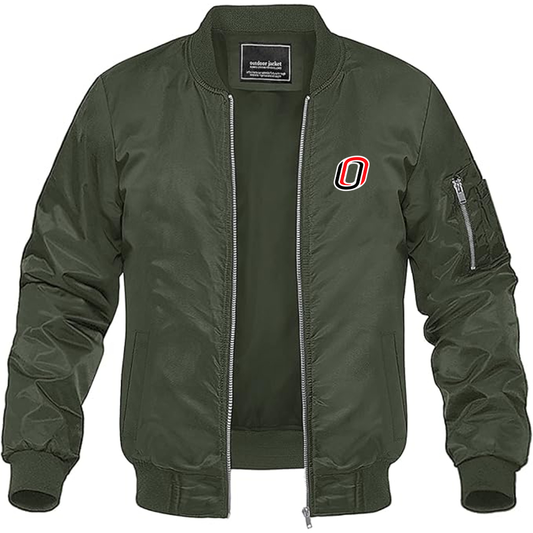 Men's Nebraska Omaha Mavericks Logo Lightweight Bomber Jacket Windbreaker Softshell Varsity Jacket Coat