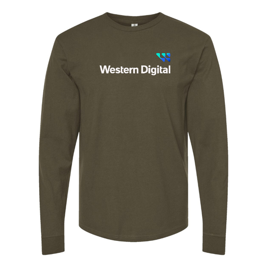 Men's Western Digital Logo Cotton Long Sleeve T-Shirt