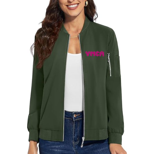 Women's YMCA Mauve Premium Bomber Jacket with Polished Detailing and Functional Sleeve Pocket Modern Luxury Outerwear