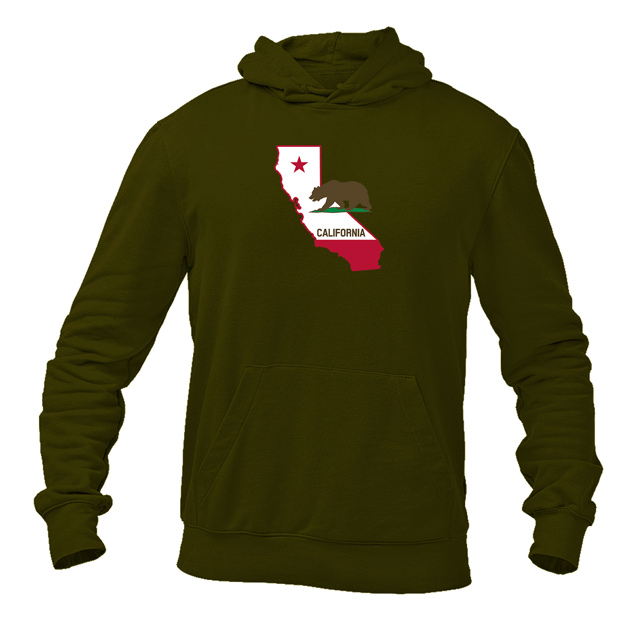 Men's California Bear Map Softstyle Midweight Hooded Sweatshirt