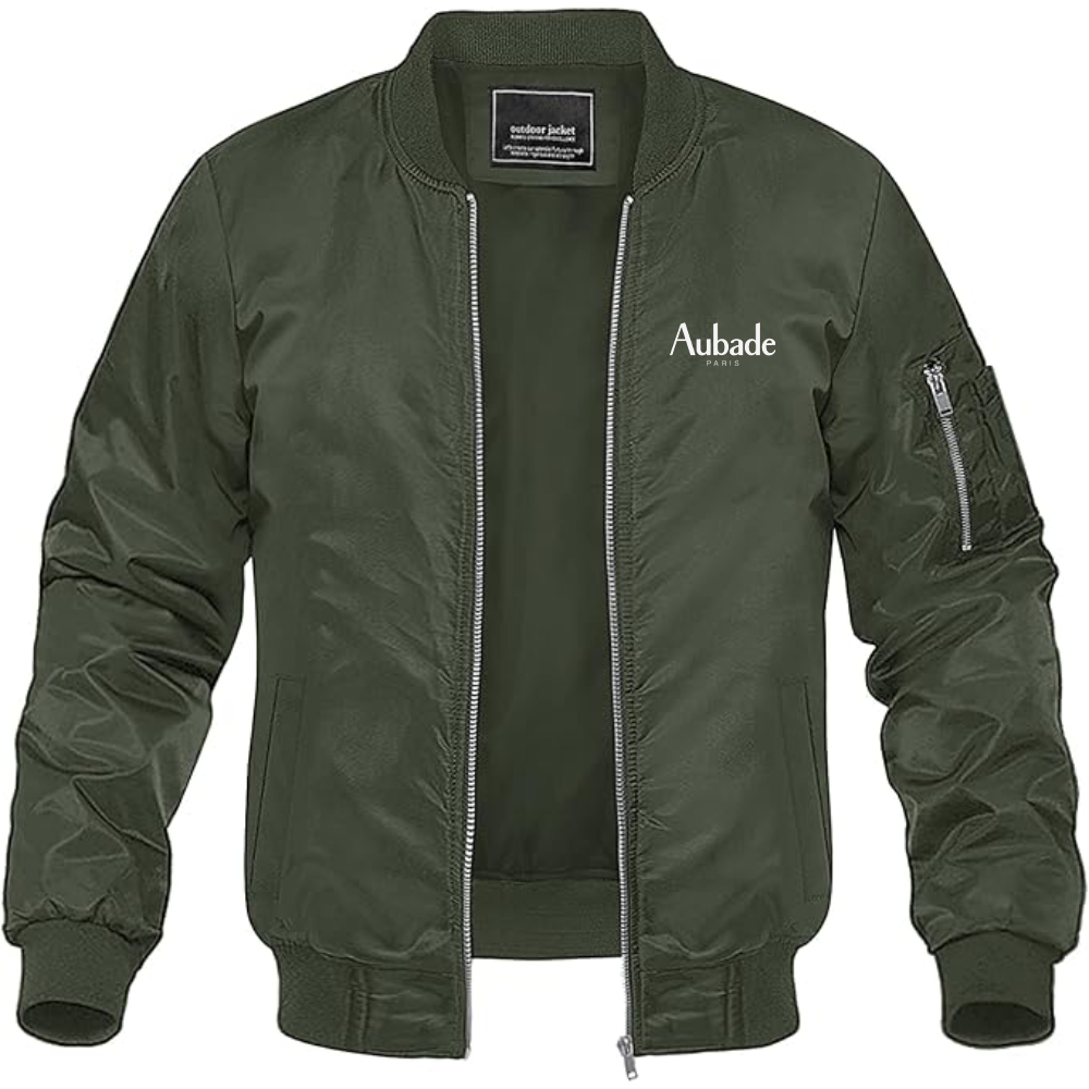 Men's Aubade Logo Lightweight Bomber Jacket Windbreaker Softshell Varsity Jacket Coat