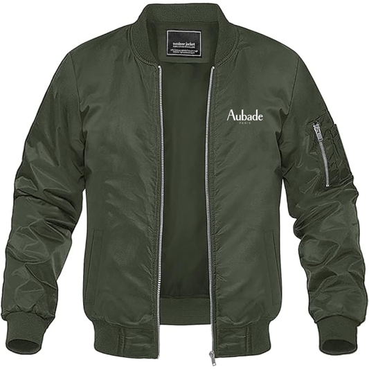 Men's Aubade Logo Lightweight Bomber Jacket Windbreaker Softshell Varsity Jacket Coat