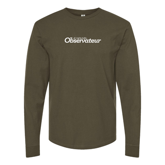 Men's Le Nouvel Observateur Logo  Cotton Long Sleeve T-Shirt