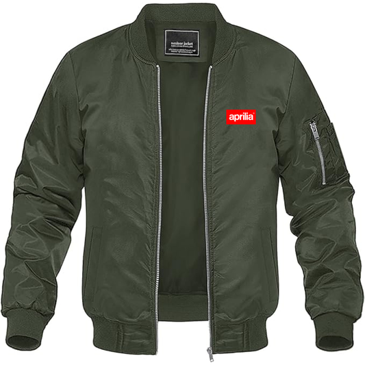 Men's Aprilia Logo Lightweight Bomber Jacket Windbreaker Softshell Varsity Jacket Coat