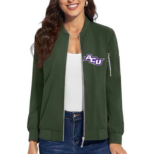 Women's Abilene Christian Wildcats  Premium Bomber Jacket with Polished Detailing and Functional Sleeve Pocket Modern Luxury Outerwear