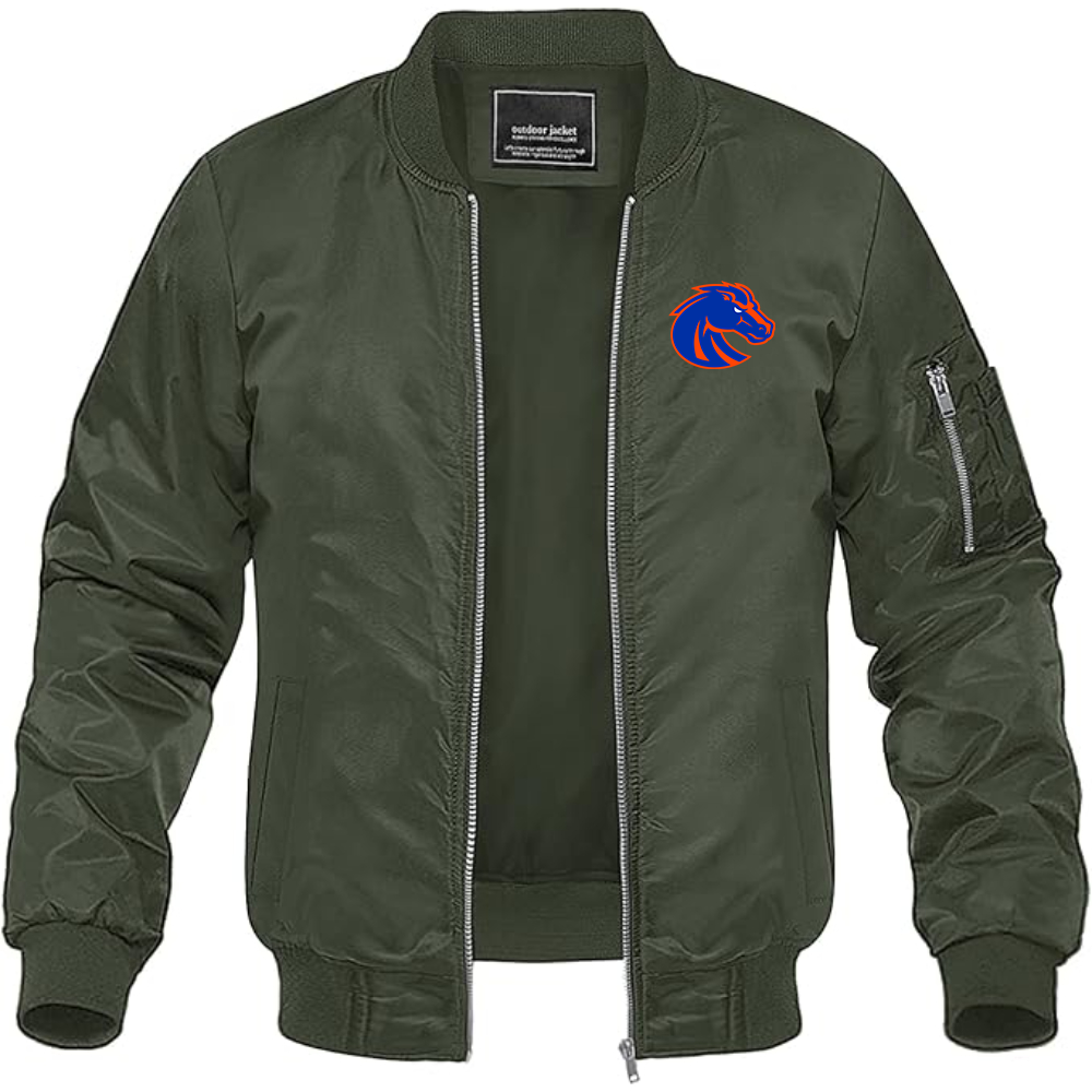 Men's Boise State Broncos  Lightweight Bomber Jacket Windbreaker Softshell Varsity Jacket Coat