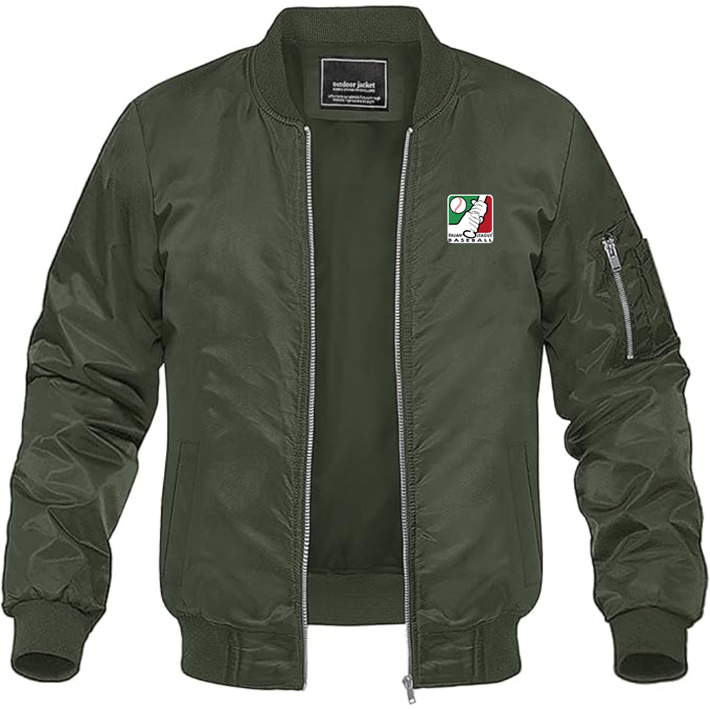 Men's  Italian Baseball League Logo Lightweight Bomber Jacket Windbreaker Softshell Varsity Jacket Coat