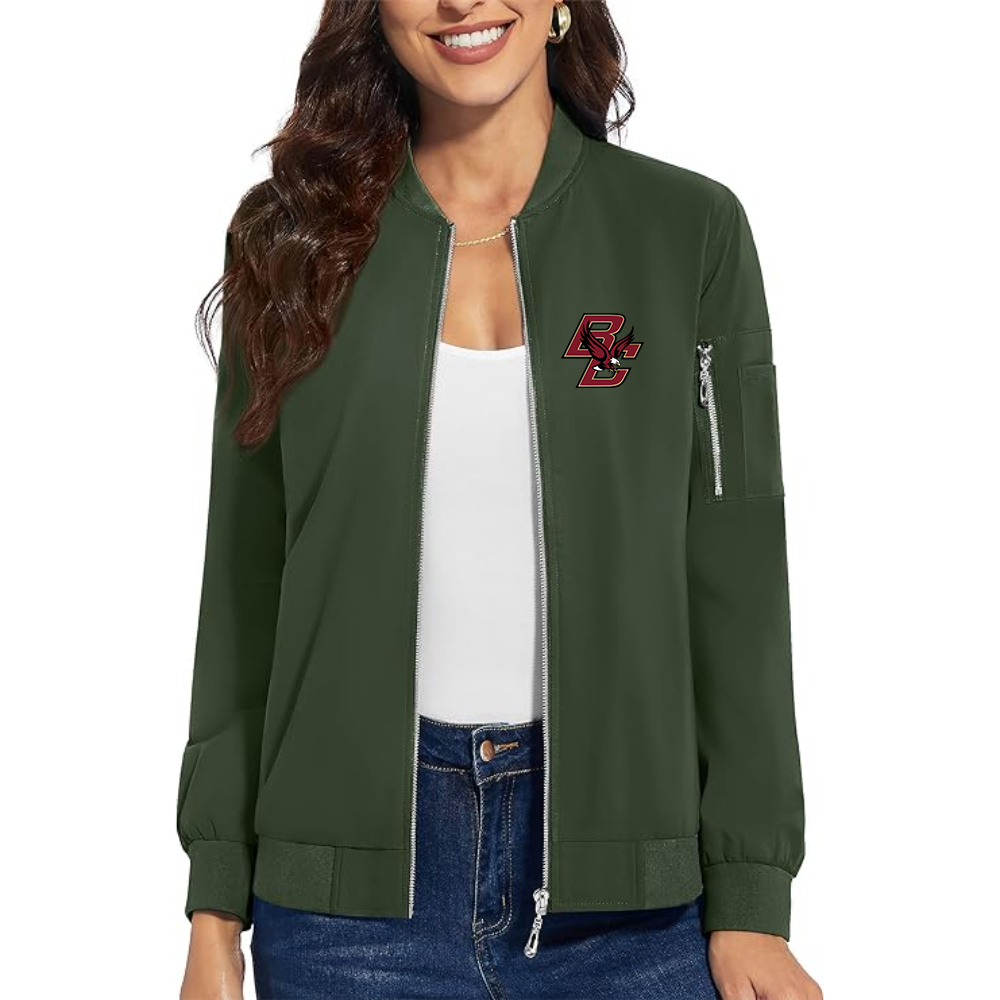 Women's Boston College Eagles   Premium Bomber Jacket with Polished Detailing and Functional Sleeve Pocket Modern Luxury Outerwear