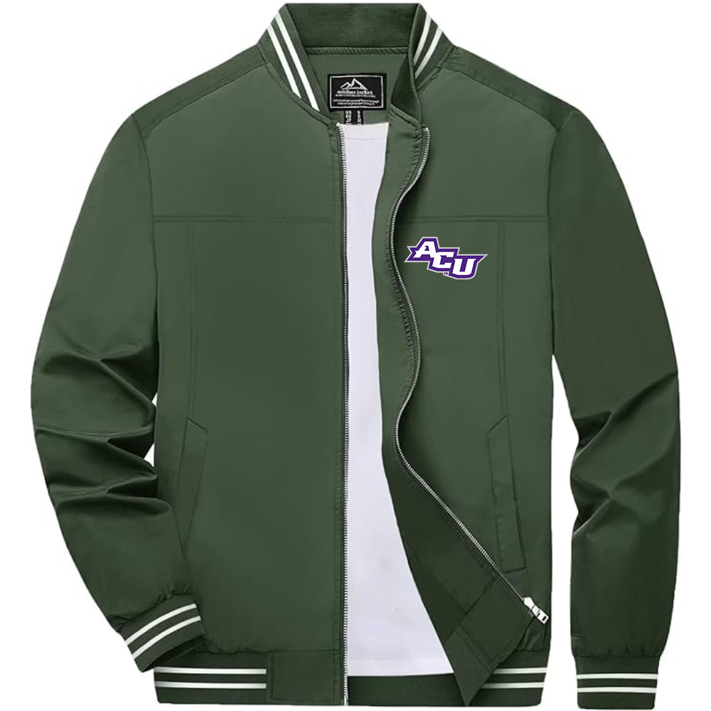 Men's Abilene Christian Wildcats   Lightweight Zip-Up Bomber Jacket with Ribbed Collar and Cuffs Versatile Casual Outerwear