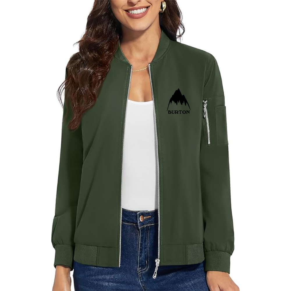 Women's Burton Mountain  Premium Bomber Jacket with Polished Detailing and Functional Sleeve Pocket Modern Luxury Outerwear