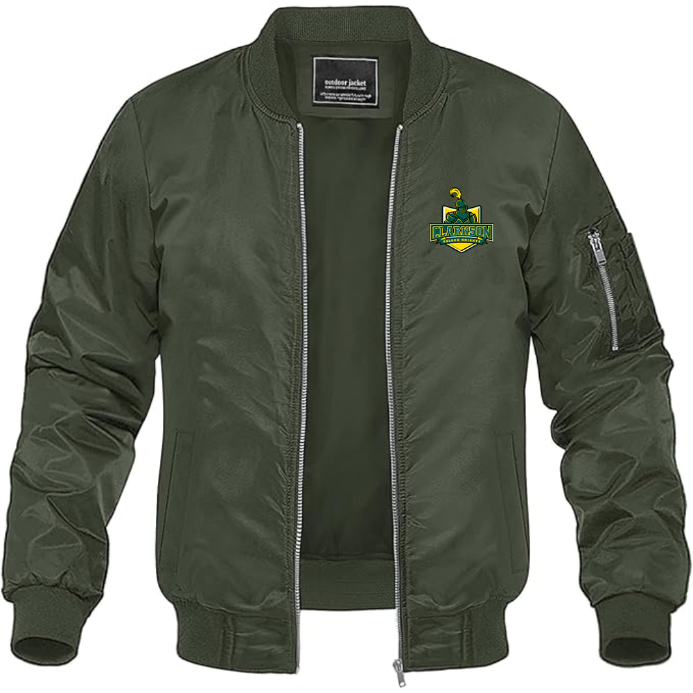 Men's Clarkson Golden Knights Lightweight Bomber Jacket Windbreaker Softshell Varsity Jacket Coat