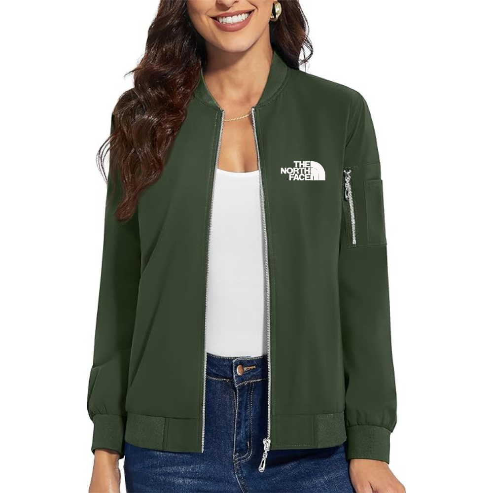 Women's The North Face Black Premium Bomber Jacket with Polished Detailing and Functional Sleeve Pocket Modern Luxury Outerwear