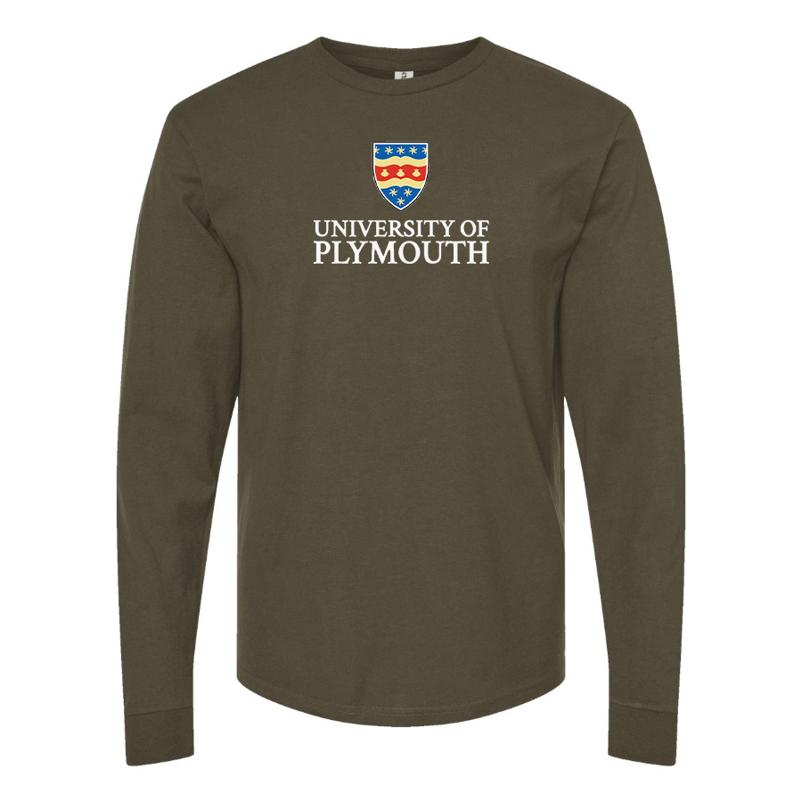 Men's University of Plymouth Logo  Cotton Long Sleeve T-Shirt