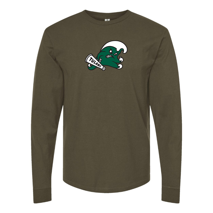 Men's Tulane Green Wave Logo  Cotton Long Sleeve T-Shirt