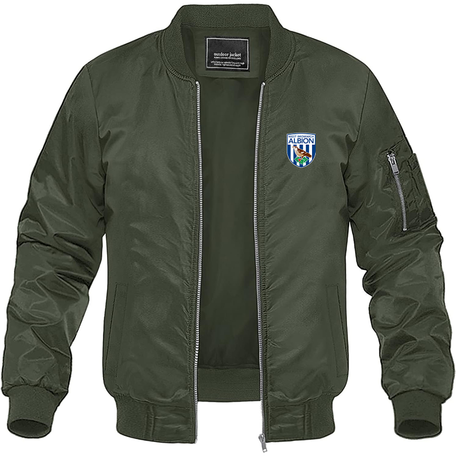 Men's West Bromwich Albion Soccer Lightweight Bomber Jacket Windbreaker Softshell Varsity Jacket Coat