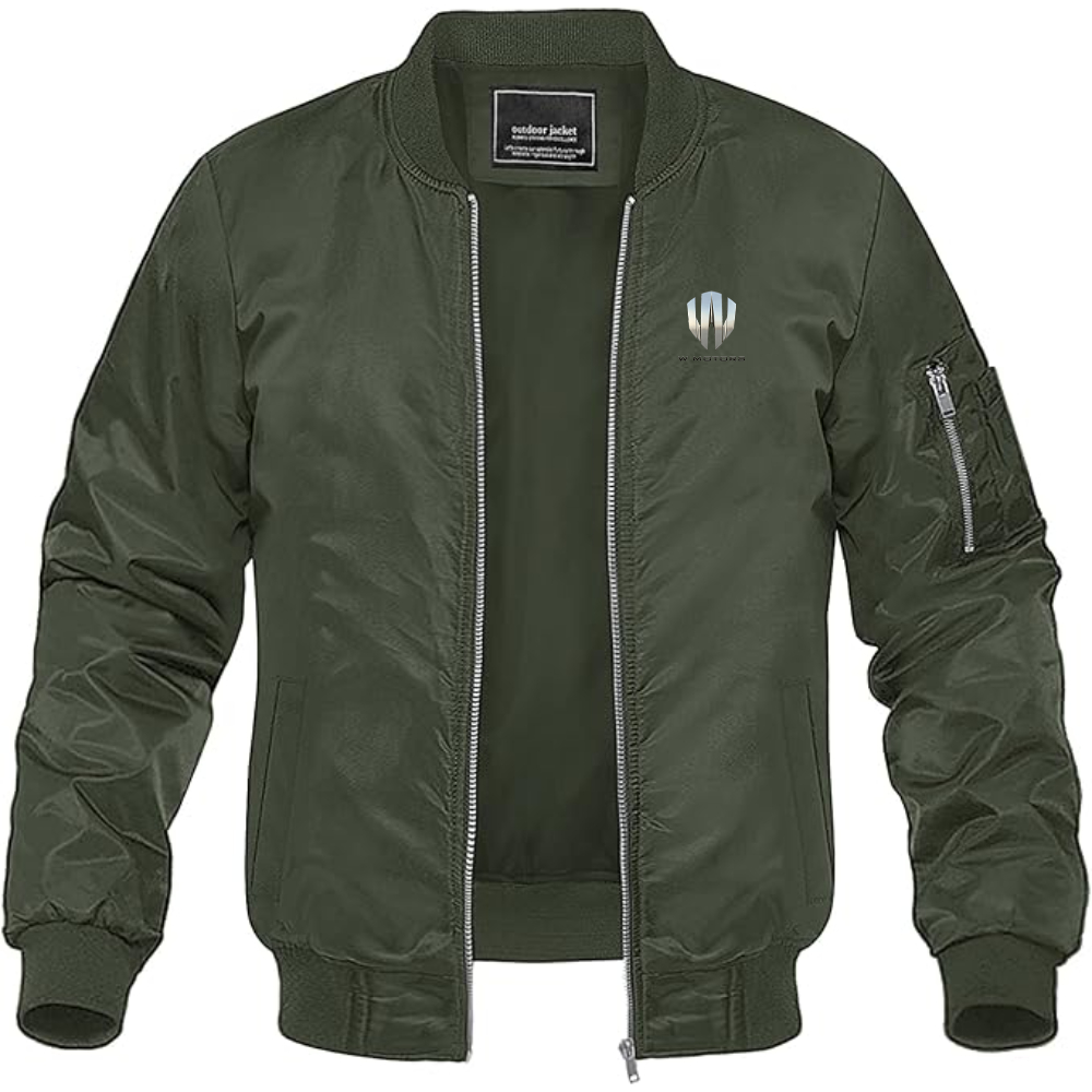Men's  W Motors Logo Lightweight Bomber Jacket Windbreaker Softshell Varsity Jacket Coat