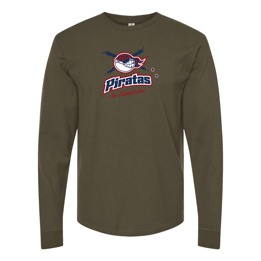Men's Campeche Piratas Logo Cotton Long Sleeve T-Shirt