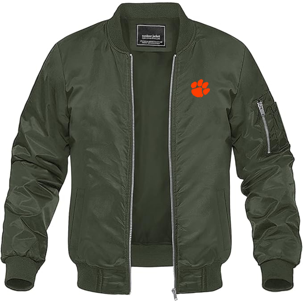 Men's Clemson Tigers Lightweight Bomber Jacket Windbreaker Softshell Varsity Jacket Coat
