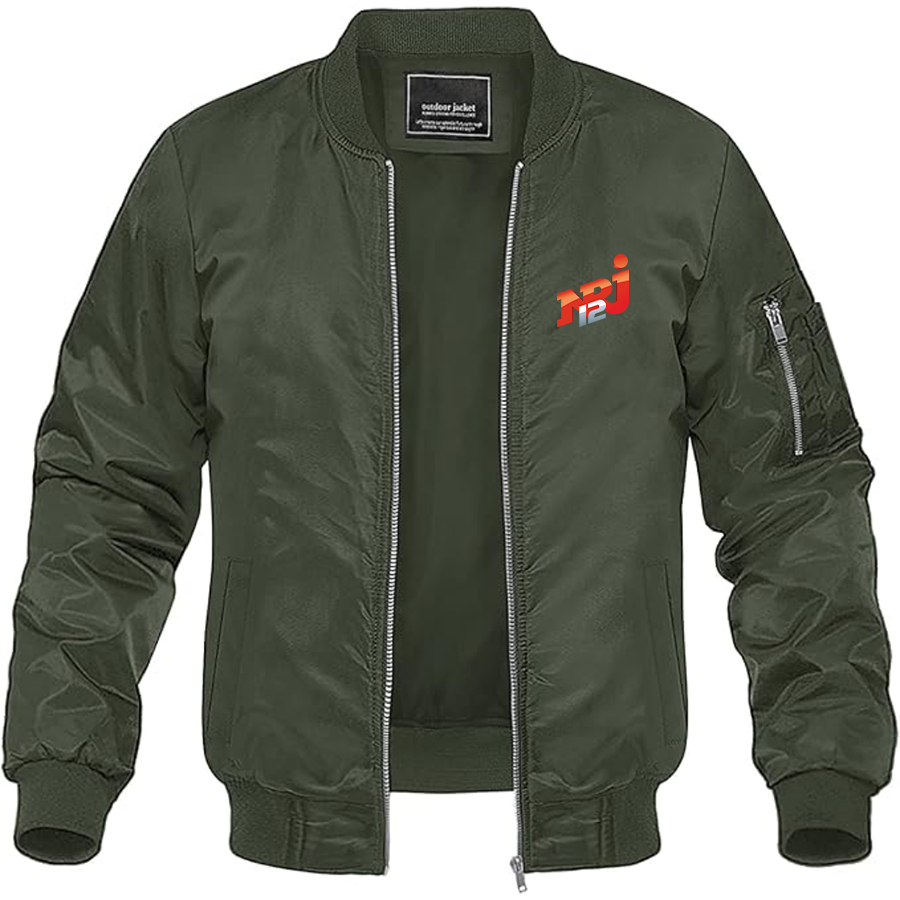 Men's NRJ 12 Logo  Lightweight Bomber Jacket Windbreaker Softshell Varsity Jacket Coat