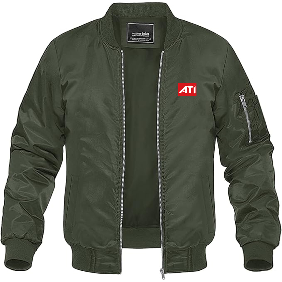 Men's ATI Logo Lightweight Bomber Jacket Windbreaker Softshell Varsity Jacket Coat