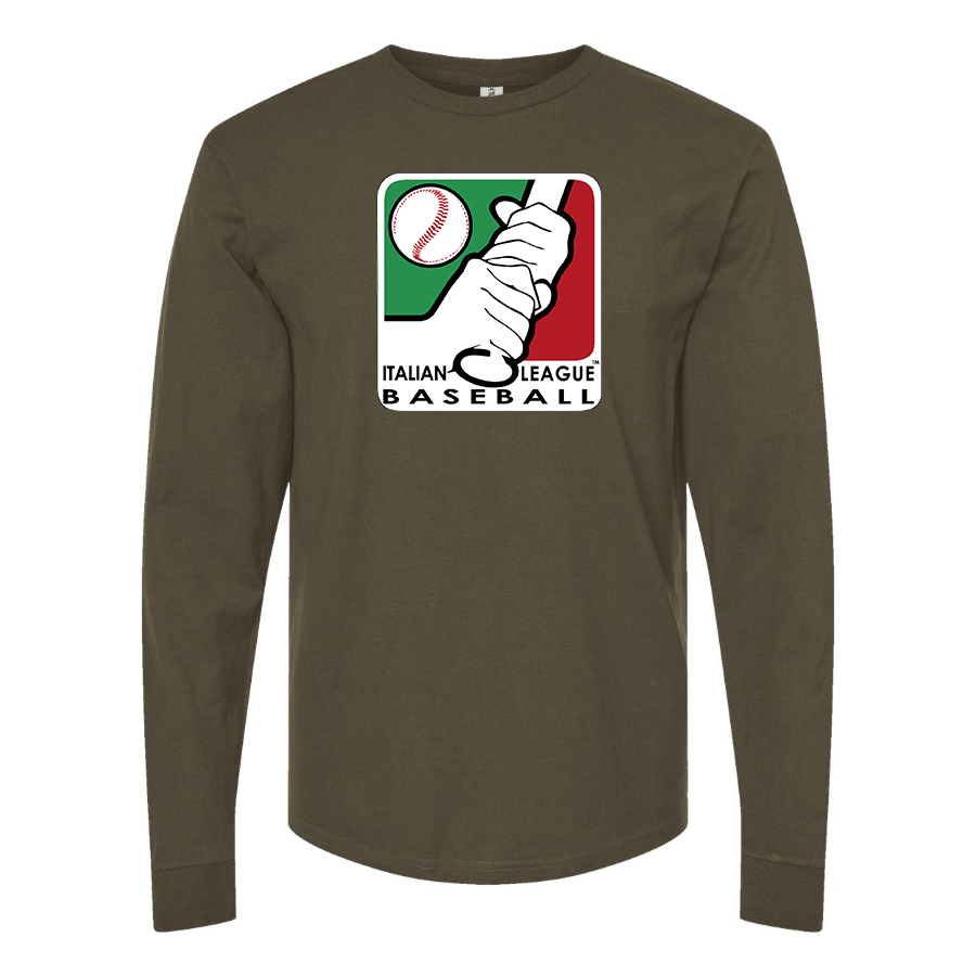 Men's Italian Baseball League Logo Cotton Long Sleeve T-Shirt