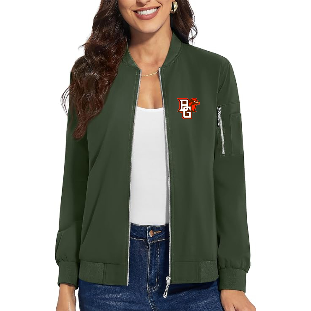Women's Bowling Green Falcons  Premium Bomber Jacket with Polished Detailing and Functional Sleeve Pocket Modern Luxury Outerwear