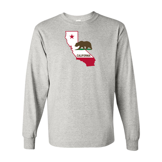 Men's  California Bear Map Gildan Heavy Cotton Long Sleeve T-Shirt