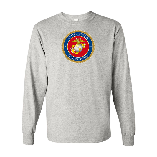 Men's  USMC Emblem  Gildan Heavy Cotton Long Sleeve T-Shirt
