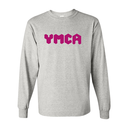 Men's  YMCA Mauve Gildan Heavy Cotton Long Sleeve T-Shirt