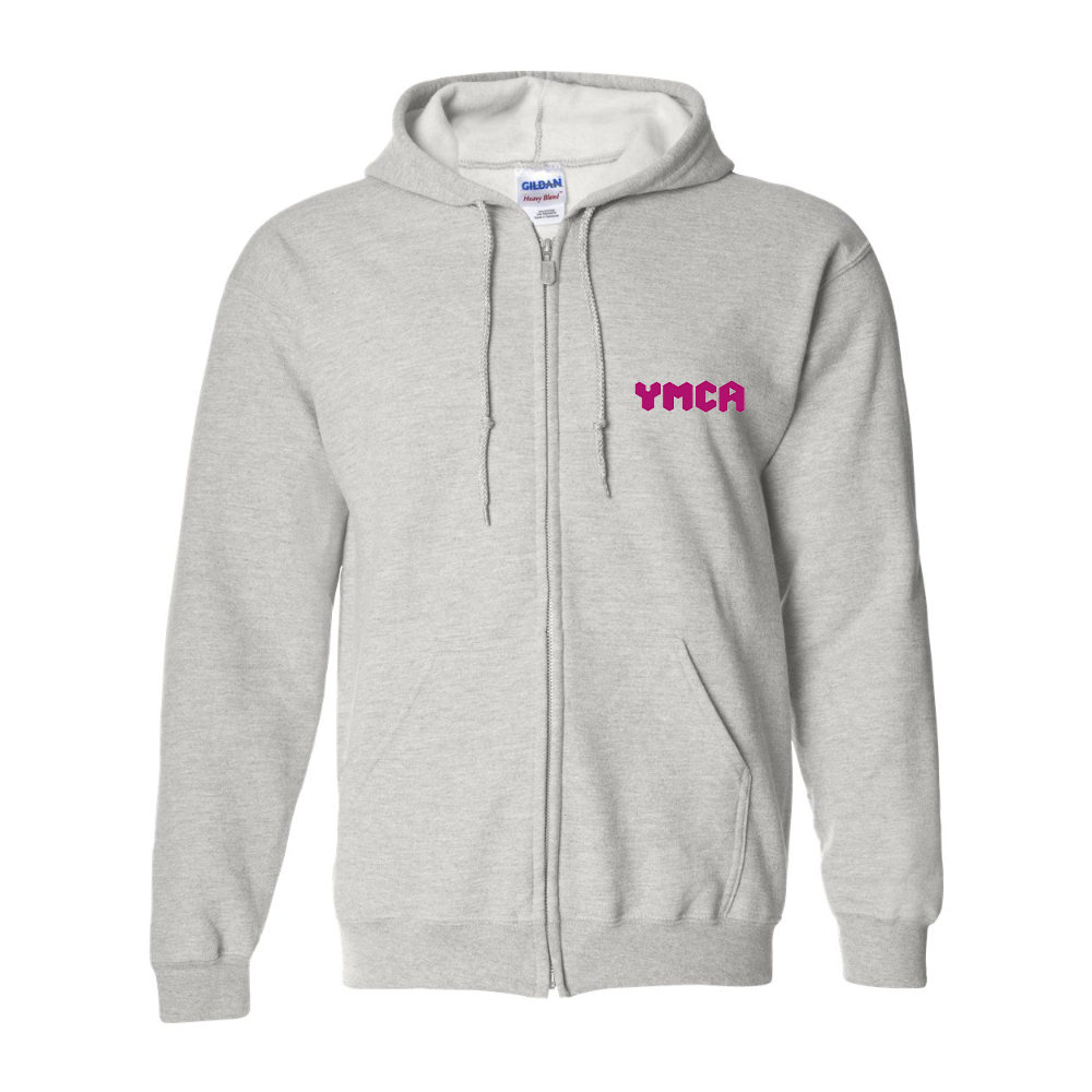 Men's YMCA Mauve Gildan  Heavy Blend Full Zip Hooded Sweatshirt