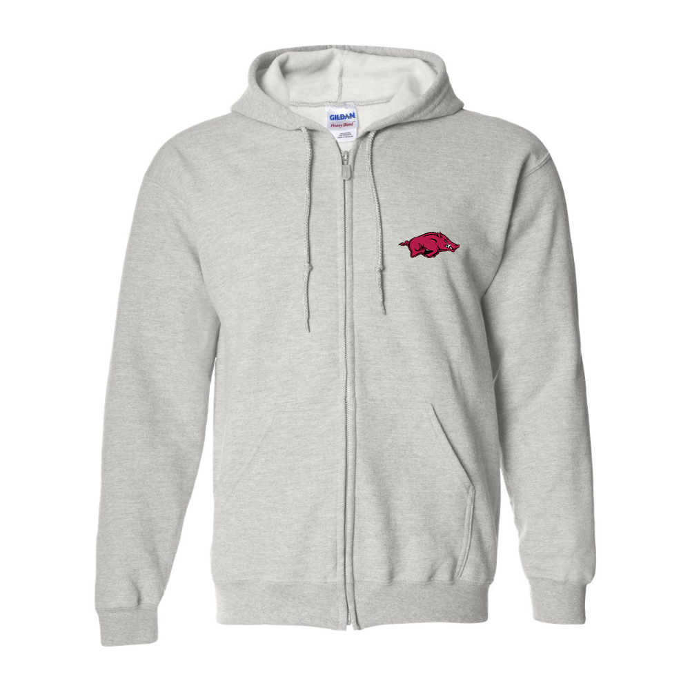 Men's Arkansas Razorbacks Gildan  Heavy Blend Full Zip Hooded Sweatshirt