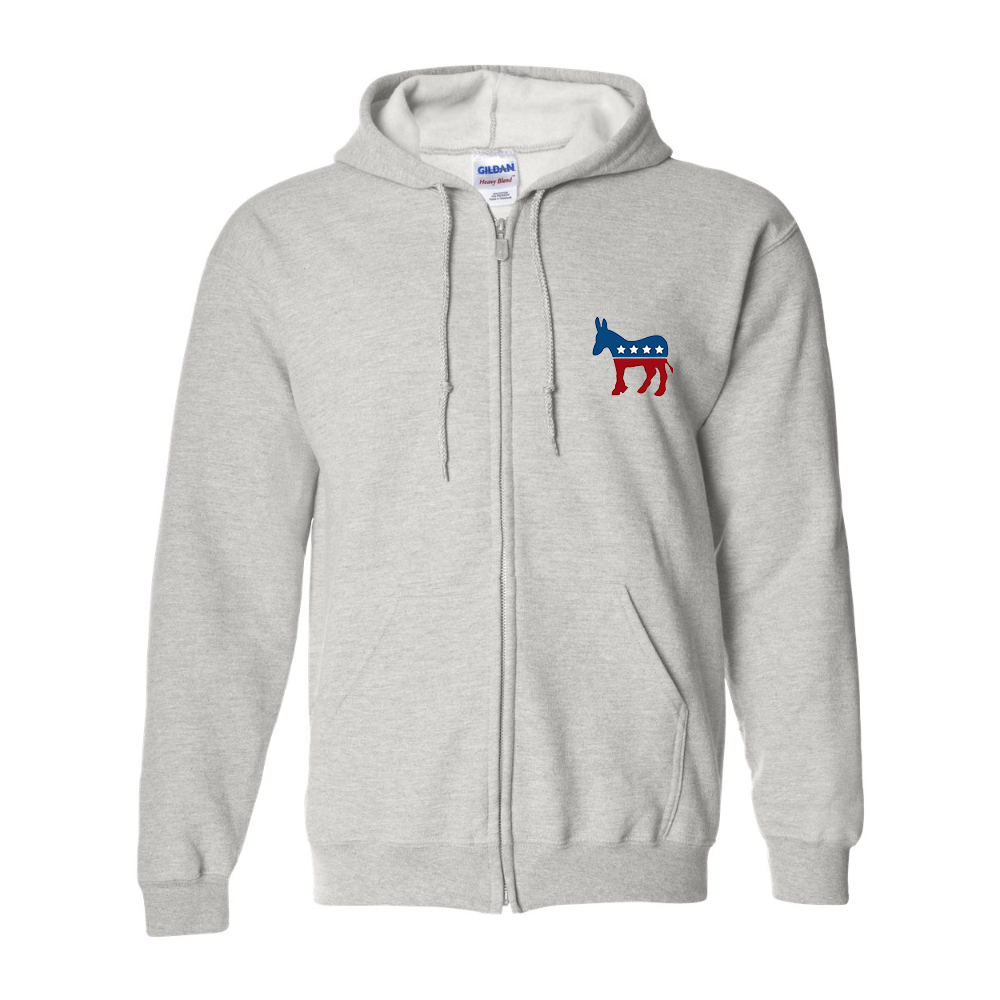 Men's Democrat Election Symbol Gildan  Heavy Blend Full Zip Hooded Sweatshirt