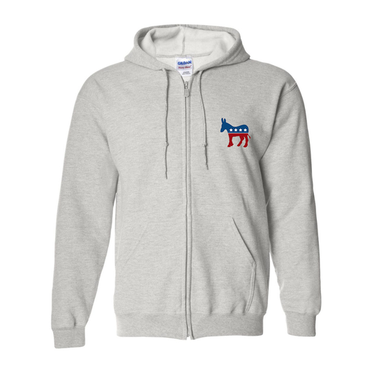 Men's Democrat Election Symbol Gildan  Heavy Blend Full Zip Hooded Sweatshirt