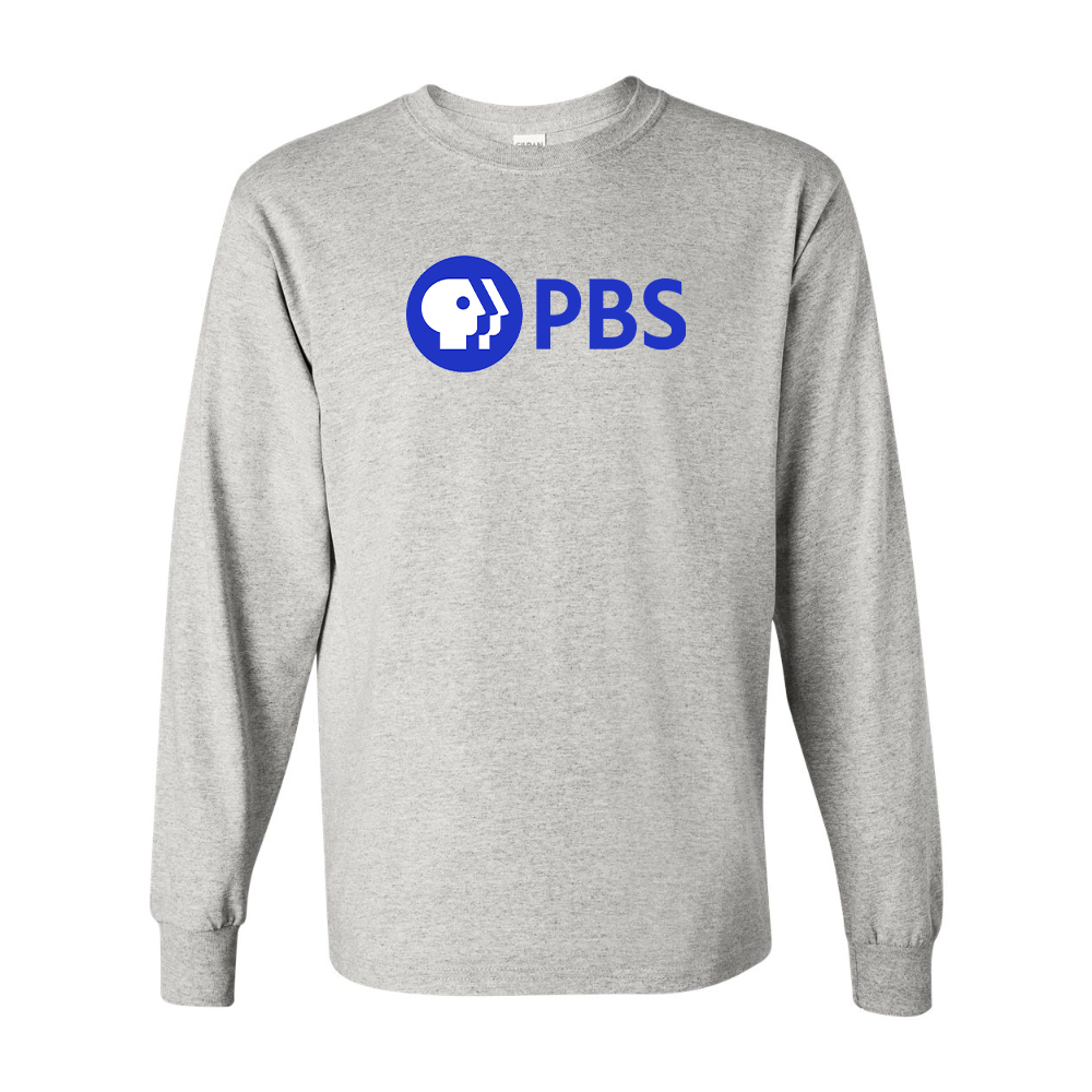 Men's PBS Blue Gildan Heavy Cotton Long Sleeve T-Shirt