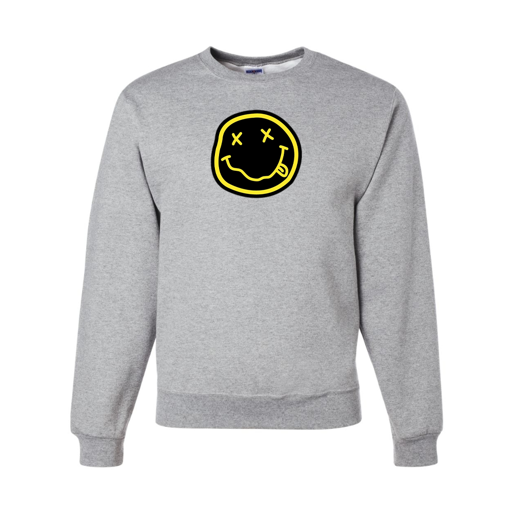 Men's Nirvana Yellow and Black Face JERZEES NuBlend Crewneck Sweatshirt