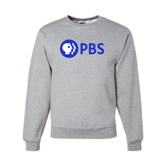 Men's  PBS Blue JERZEES NuBlend Crewneck Sweatshirt