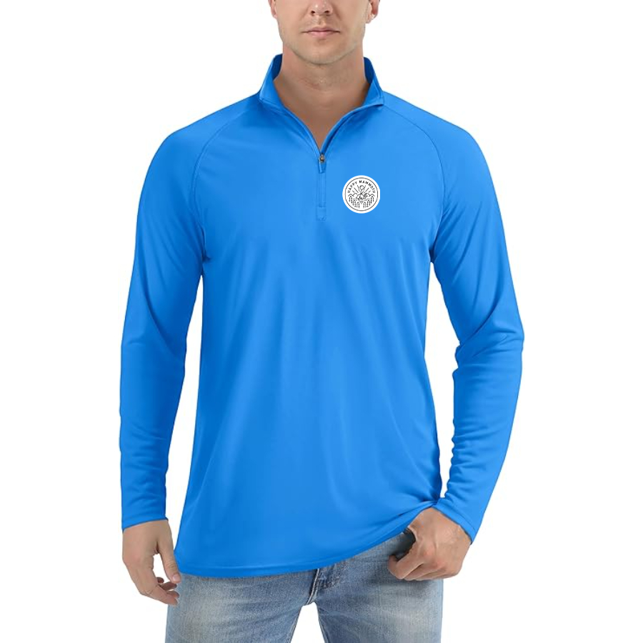 Men's Happy Mammoth Logo Lightweight Quarter-Zip Athletic Shirt Long Sleeve Performance Wear
