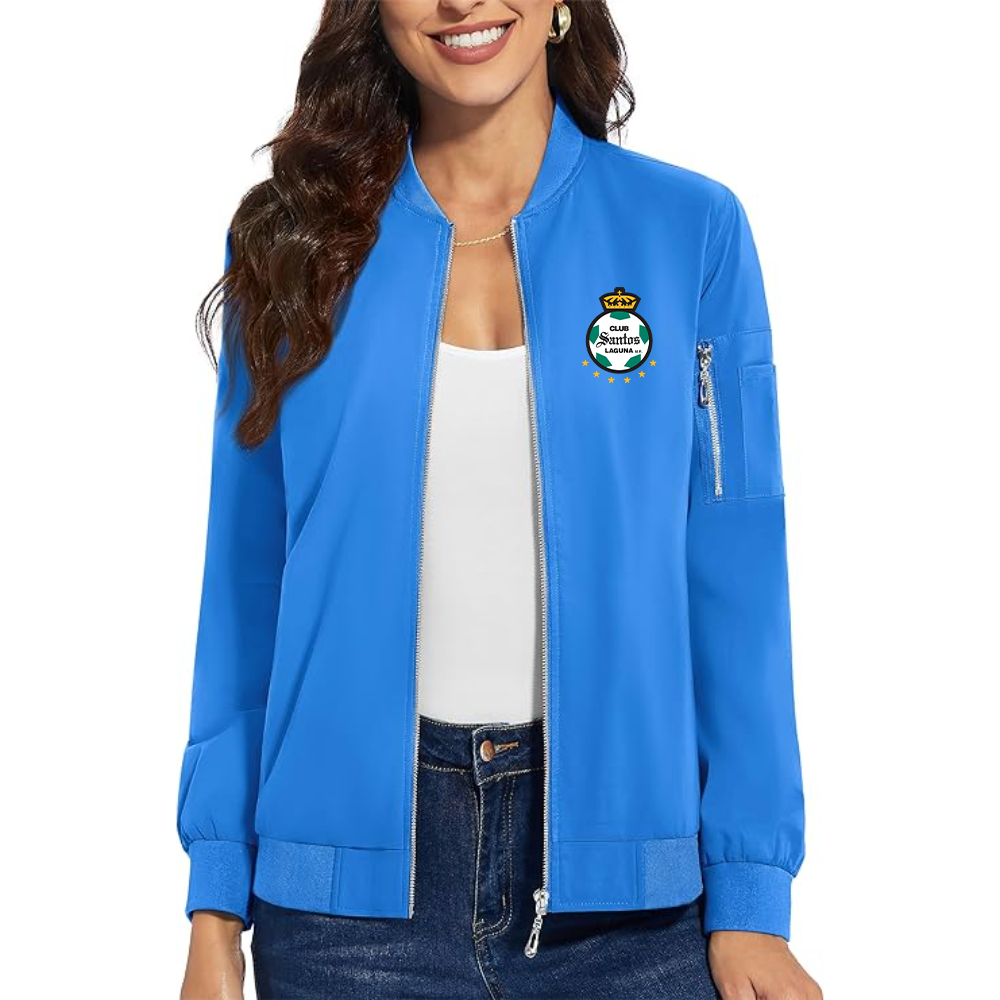 Women's Santos Laguna Soccer  Premium Bomber Jacket with Polished Detailing and Functional Sleeve Pocket Modern Luxury Outerwear