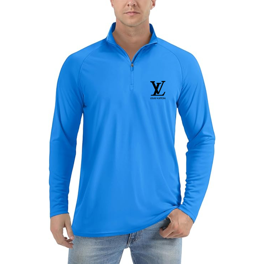 Men's   Louis Vuitton Lightweight Quarter-Zip Athletic Shirt Long Sleeve Performance Wear