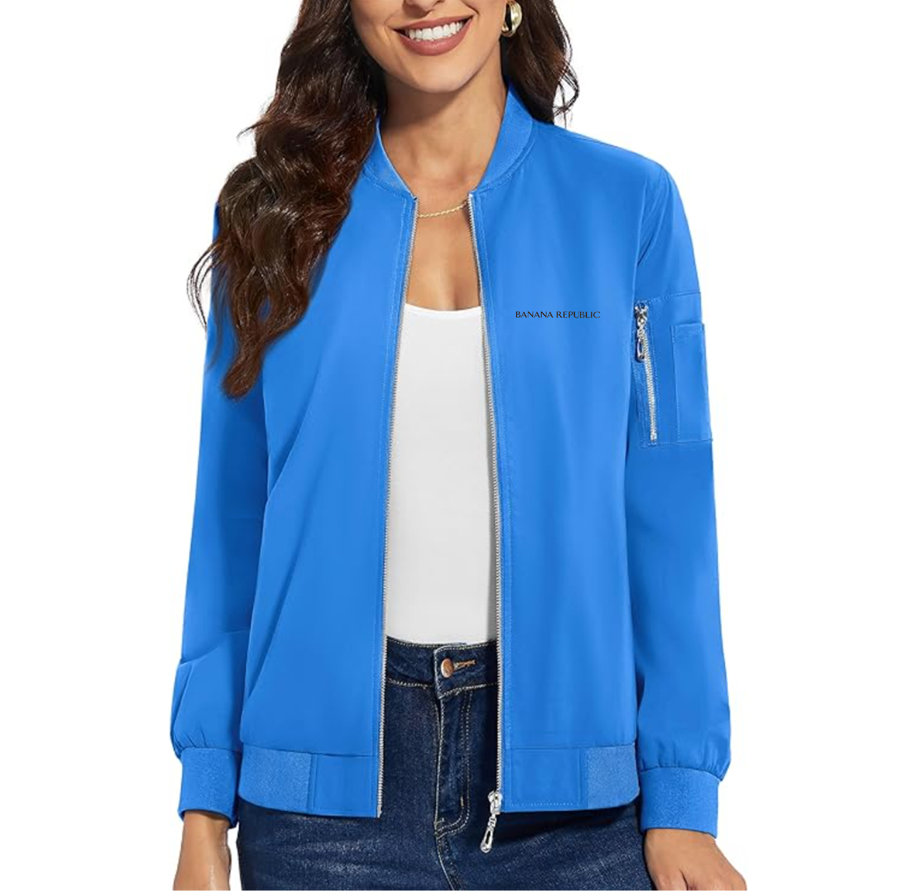 Women's Banana Republic Premium Bomber Jacket with Polished Detailing and Functional Sleeve Pocket Modern Luxury Outerwear