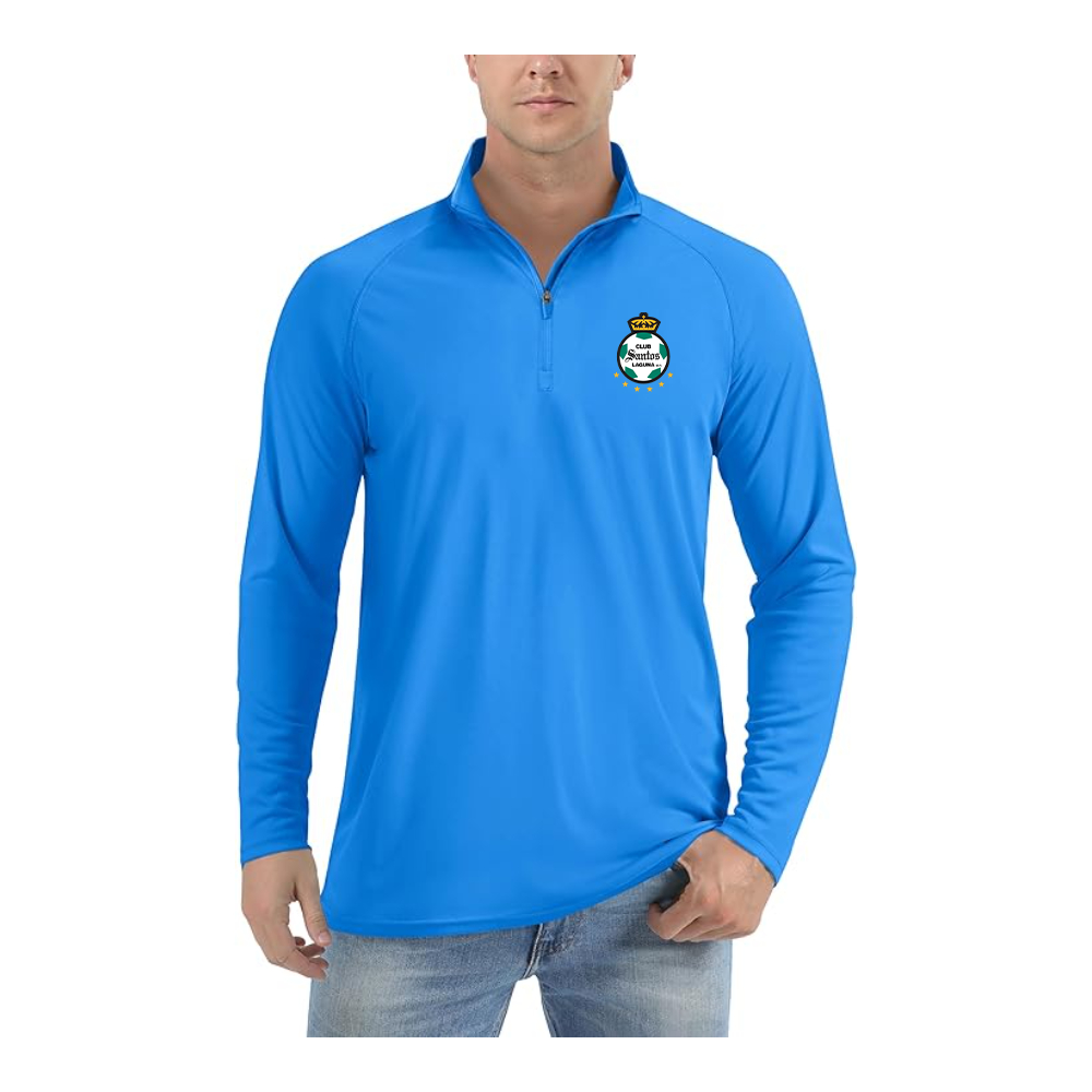 Men's Santos Laguna Soccer  Lightweight Quarter-Zip Athletic Shirt Long Sleeve Performance Wear