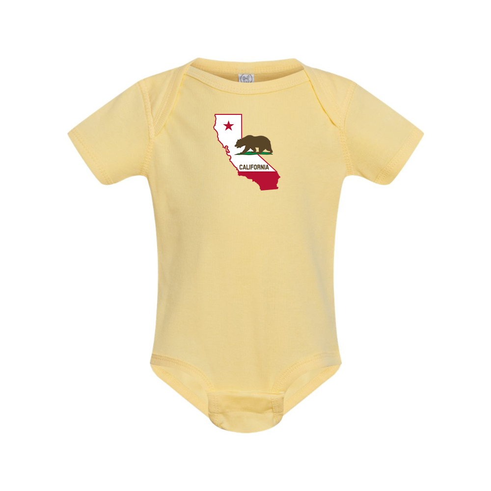California Bear Map Rabbit Skins Infant Baby Rib Bodysuit