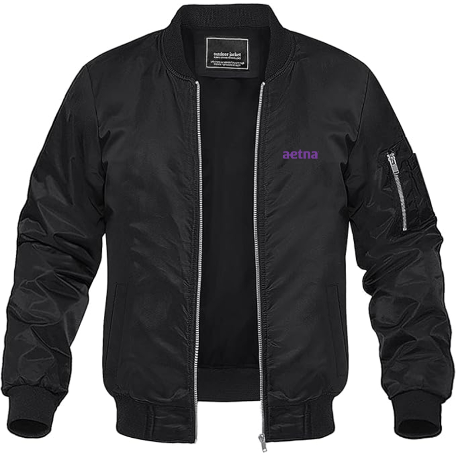 Men's Aetna Logo Lightweight Bomber Jacket Windbreaker Softshell Varsity Jacket Coat