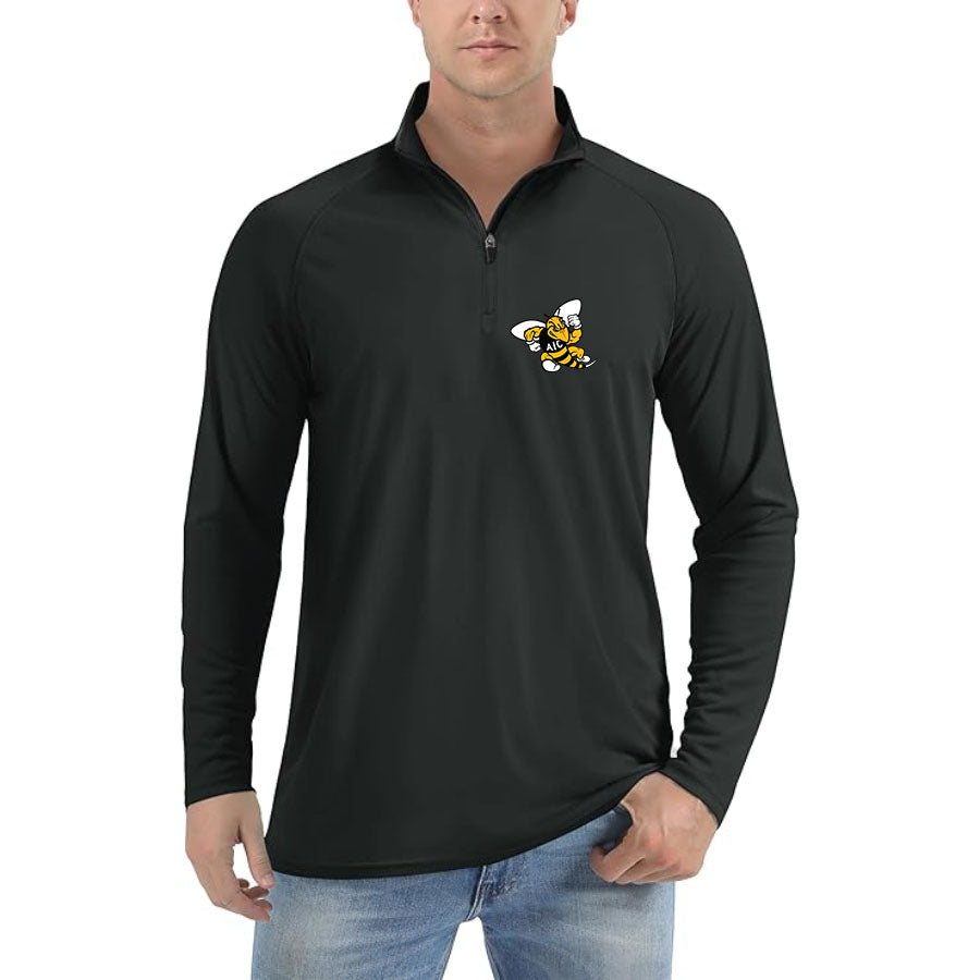 Men's AIC Yellow Jackets   Lightweight Quarter-Zip Athletic Shirt Long Sleeve Performance Wear