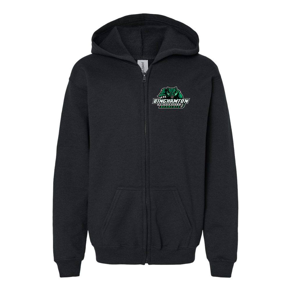 Youth  Binghamton Bearcats Gildan Heavy Blend Full Zip Hooded Sweatshirt