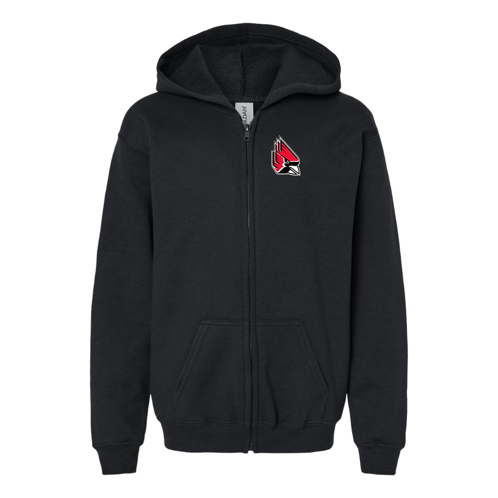 Youth Ball State Cardinals Gildan Heavy Blend Full Zip Hooded Sweatshirt
